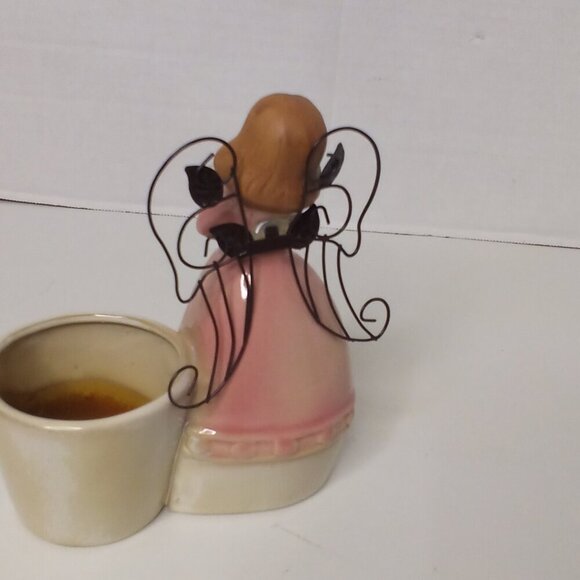 Ceramic Angel Tealight Candle Holder Glazed 6" Tall - Picture 7 of 12